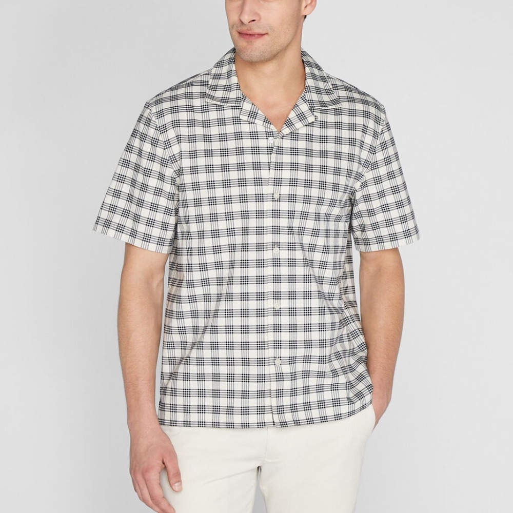 SS Camp Collar Gingham Oxford Shirt - New With Tags - NEVER WORN - Papyrus Multi